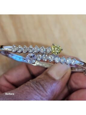 Tri-color CZ Hinged Silver-toned Tennis Bracelet with Safety